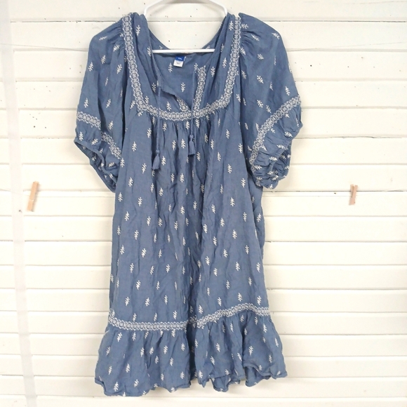 Old Navy Womens XXL Embroided Denim Look Shift Dress - Picture 1 of 7